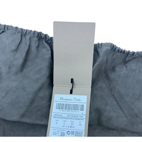 Massimo Dutti Womens Midi Skirt Large L Brown wrinkle effect flowy 5219/869 NWT - Picture 6 of 11